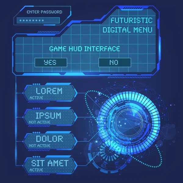 Atur elemen Ui HUD - Stok Vektor