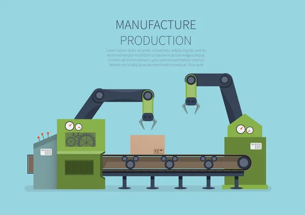 Automatic operation on conveyor line — Stock Vector