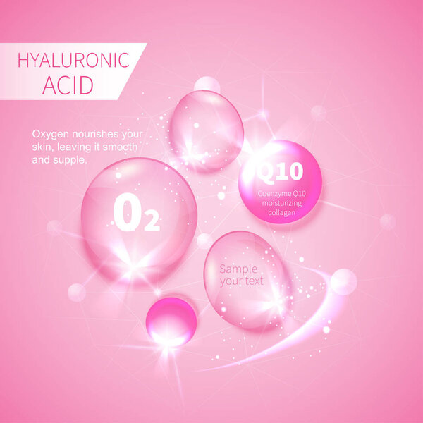 pink drops of hyaluronic acid