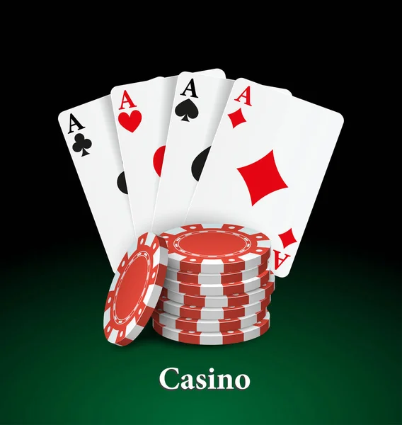 Casino jugando a las cartas con fichas — Vector de stock