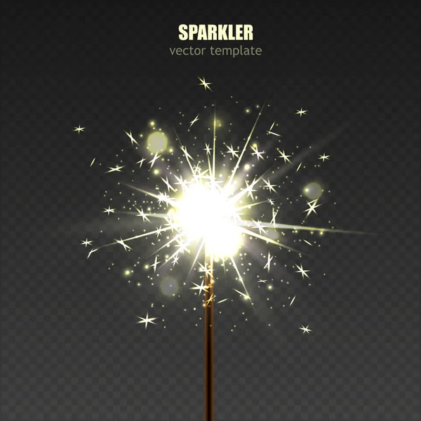 Feestelijke sparkler op zwart — Stockvector