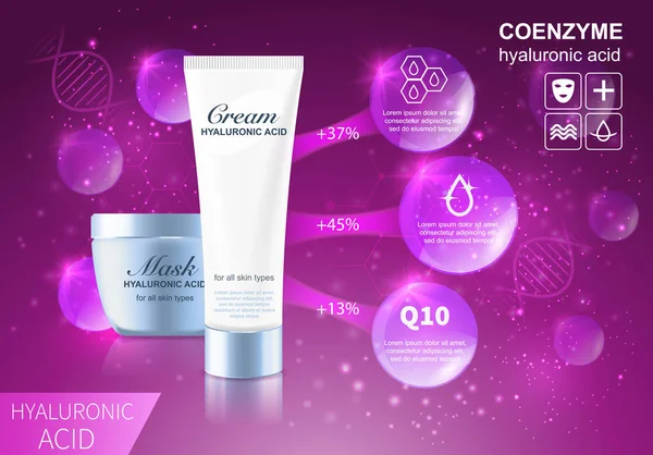 Coenzym hyaluronic cosmetica — Stockvector