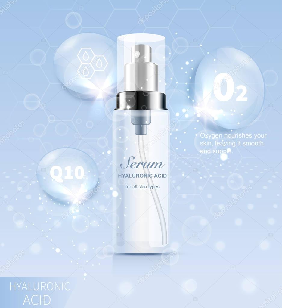 bottle of serum with hyaluronic