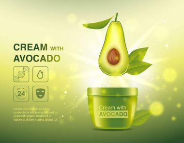 Avokado, reklam posteri ile krem 