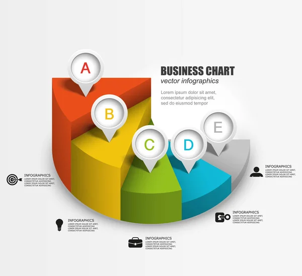 Åtgärder för 3D-cirkeldiagram — Stock vektor