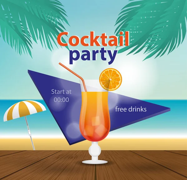 Cocktail κόμμα Πρόσκληση Card — Διανυσματικό Αρχείο