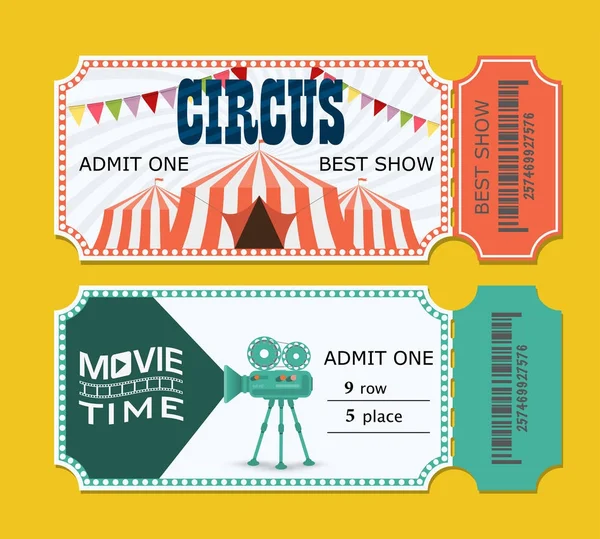 Moovie and circus tickets templates Royalty Free Stock Illustrations