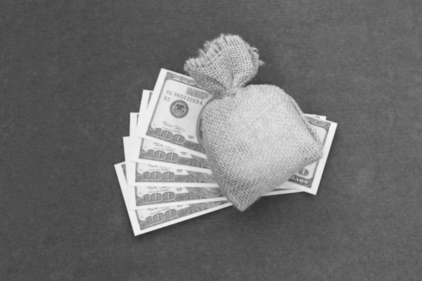 Μια Τσάντα Λεφτά Αμερικάνικα Δολάρια Οικονομικά Μετρητά Επιχειρήσεις — Φωτογραφία Αρχείου