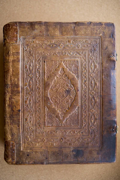 An old medieval book with a leather cover