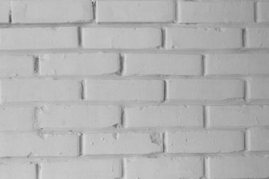 Tuğla duvar dokusu, beyaz boyayla boyanmış. mimari.
