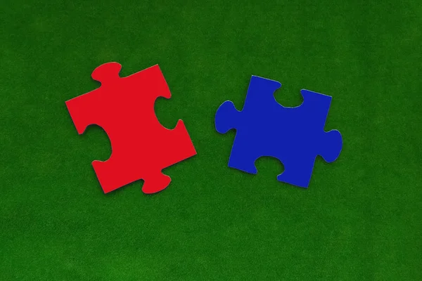 Puzzles Green Background Constituent Parts Interaction — 스톡 사진