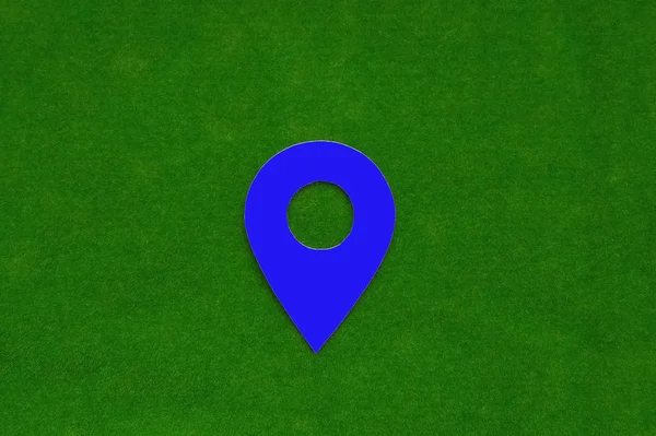 Das Navigationsschild Ist Blau Auf Grünem Hintergrund Standort — Stockfoto