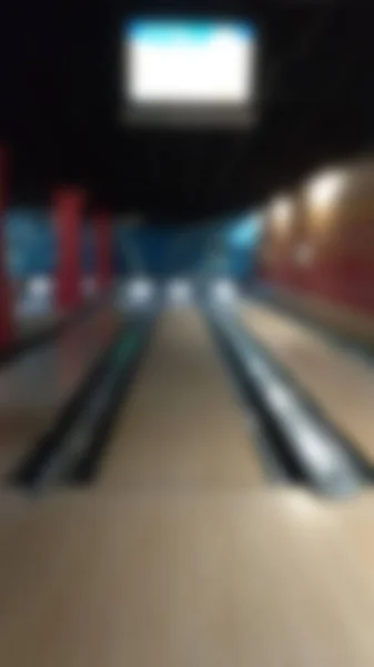 Unscharfer Hintergrund Der Bowlingbahn Mit Anzeigetafel Spiel Unterhaltung — Stockfoto