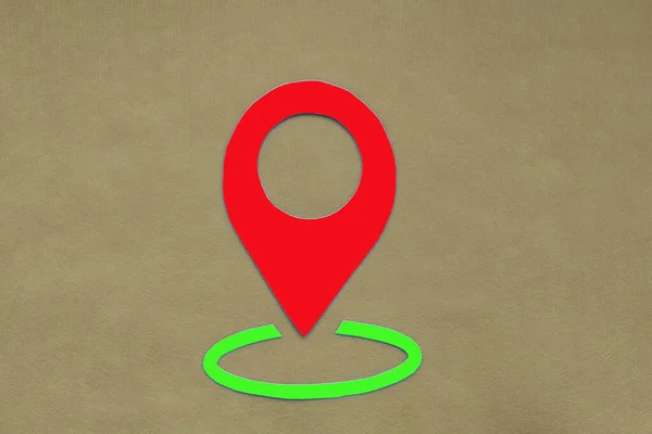 Das Ortsschild Ist Rot Auf Braunem Hintergrund Standortbestimmung — Stockfoto