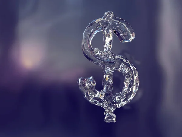 Знак доллара из льда — стоковое фото
