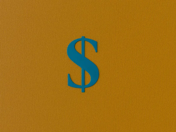 Textil: Blue dollar sign on yellow background — Stock Photo, Image