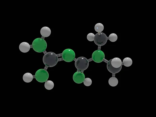 Metformin-Molekül, 3D-Modell auf schwarzem Hintergrund — Stockfoto