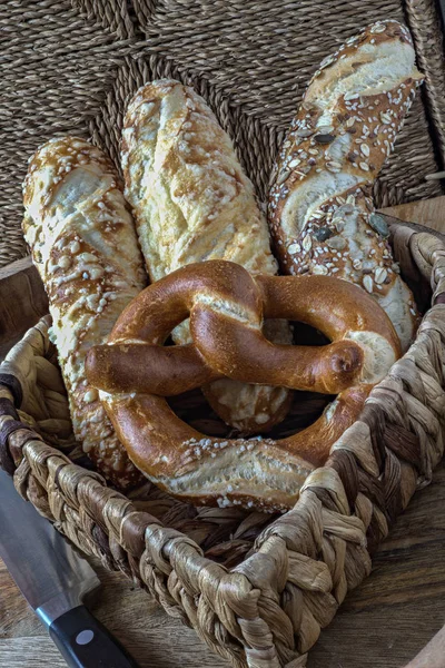 Lye breads in a basket