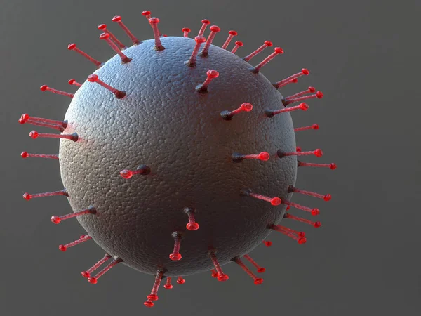 コロナウイルス 科学的可視化グレーとグレーの背景に赤 — ストック写真