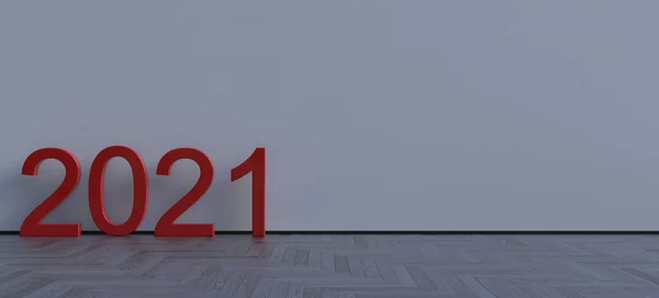2021 Turn Year Panorama Red Grey Black Copy Space — Stock Photo, Image