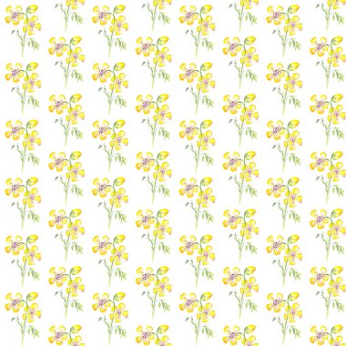 yellow flowers seamless watercolor pattern