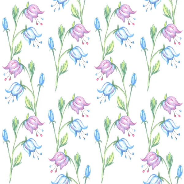 harebell flower pattern seamless watercolor