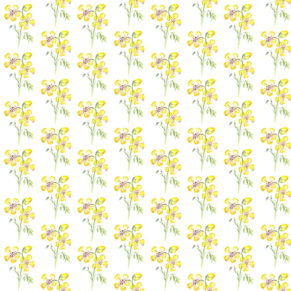 Yellow flowers seamless watercolor pattern — Stok fotoğraf