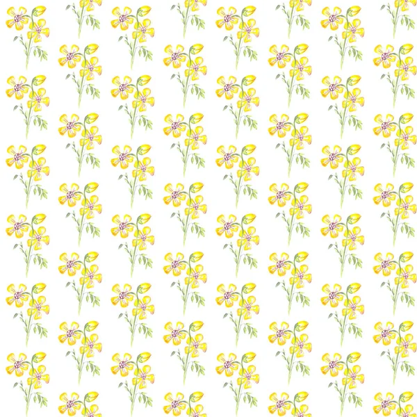 yellow flowers seamless watercolor pattern