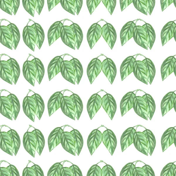 green leaves watercolor seamless patter