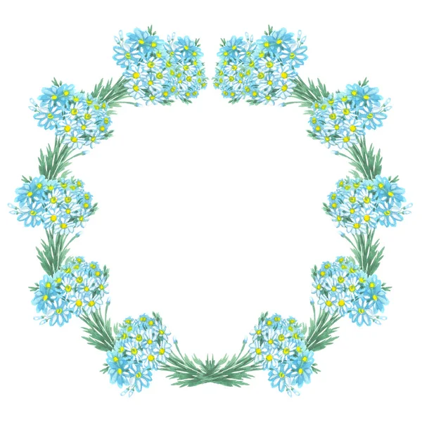 suluboya papatya çiçekleri çerçeve çerçevesi beyaz arkaplan üzerinde yazı için suluboya