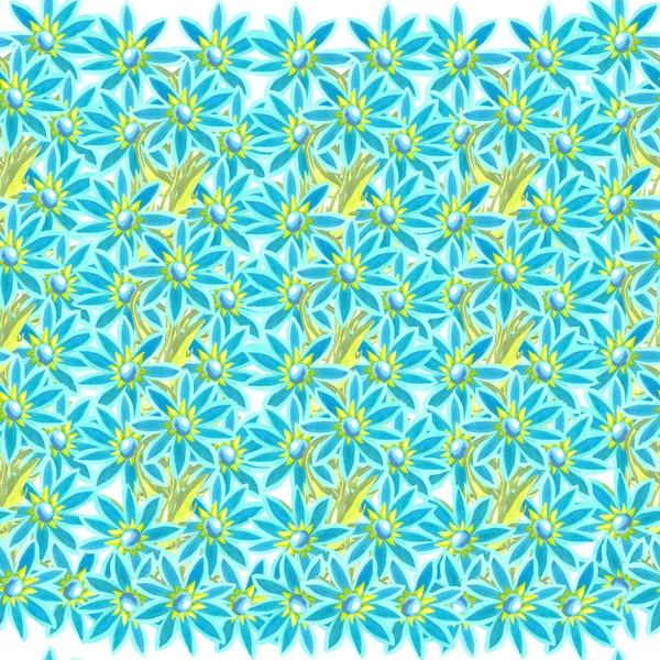 watercolor on white background wallpaper blue flower seamless pattern green leaf