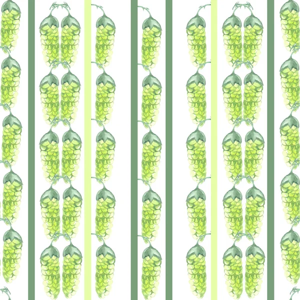 Beyaz arkaplanda suluboya yeşil konileri şeritler duvar kağıdı liana pürüzsüz konuşmaları