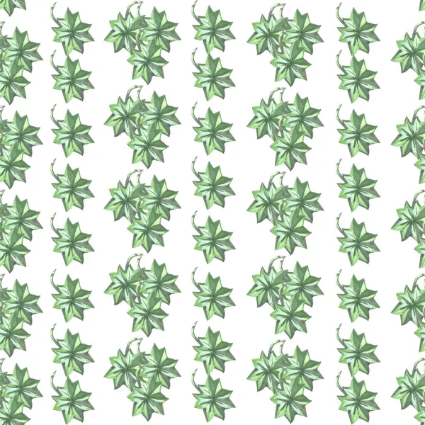Beyaz arka planda yeşil yapraklı kusursuz suluboya deseni