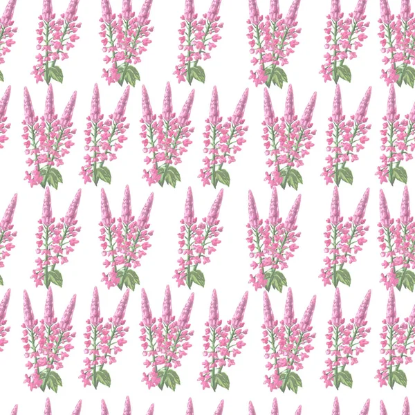 Ταπετσαρία Ροζ Λουλούδια Απρόσκοπτη Ακουαρέλα Μοτίβο Λευκό Φόντο Inflorescenc Εικόνα — Φωτογραφία Αρχείου