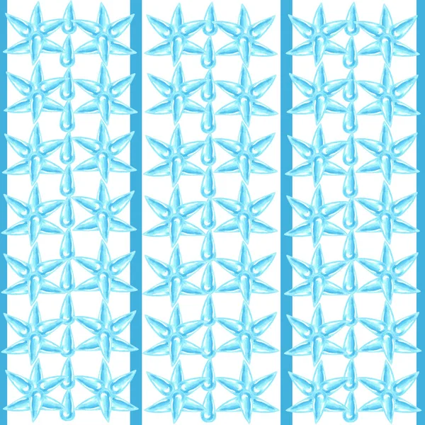 Mavi çiy damlası, kusursuz desen, sulu boya, beyaz arkaplan çizgileri, duvar kâğıdı, taze resim.