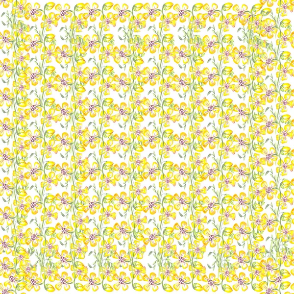 Duvar kağıdı, beyaz arka planda, sarımsı çiçek kalınlığında, dikişsiz suluboya deseni.