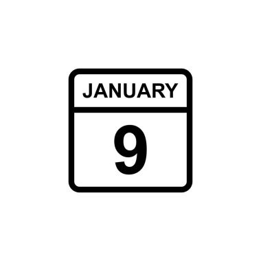 Takvim - 9 Ocak ikon illüstrasyonu izole vektör işareti sembolü
