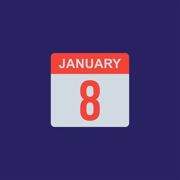 Calendar - January 8 icon illustration isolated vector sign symbol — Stock Vector