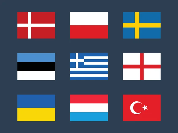 Europa países vector banderas — Vector de stock