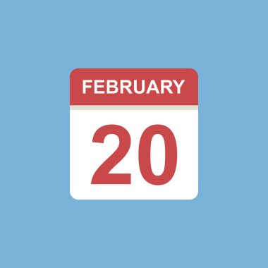Takvim - 20 Şubat ikon illüstrasyonu izole vektör işareti sembolü