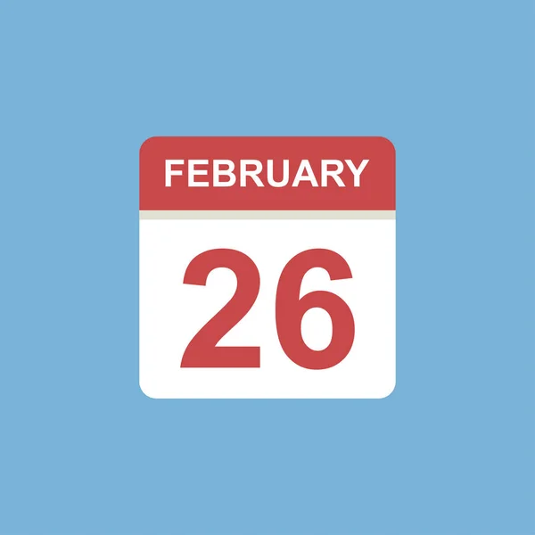 Calendar - February 26 icon illustration isolated vector sign symbol — Stock Vector