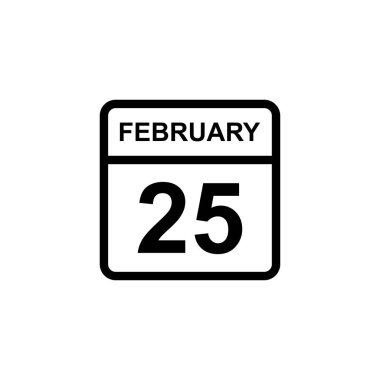 Takvim - 25 Şubat ikon illüstrasyonu izole vektör işareti sembolü