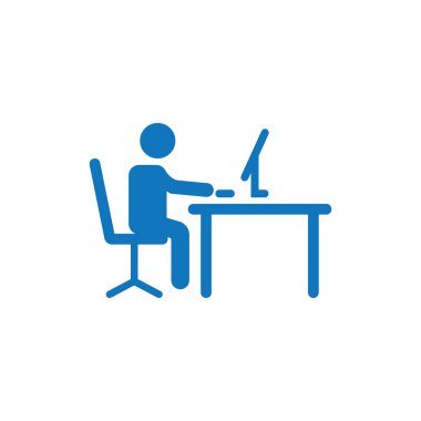 Web ve mobil için masa simgesinde çalışan adam