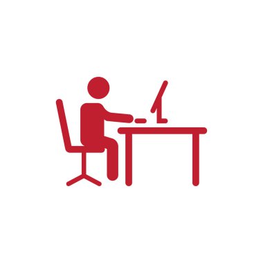 Web ve mobil için masa simgesinde çalışan adam