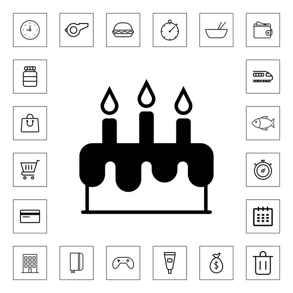 Het Pictogram Van Cake Van Verjaardag Voor Web Mobiel — Stockvector