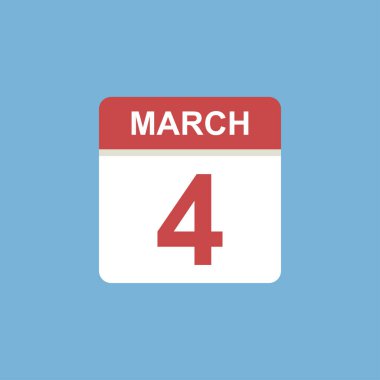 Takvim - 4 Mart ikon resimleme izole vektör işareti sembolü