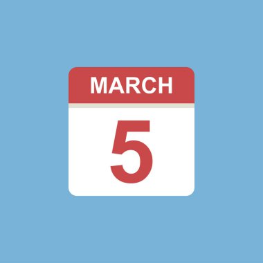 Takvim - 5 Mart resimleme izole vektör işareti sembolü