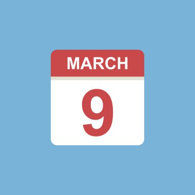 Takvim - 9 Mart ikon resimleme izole vektör işareti sembolü