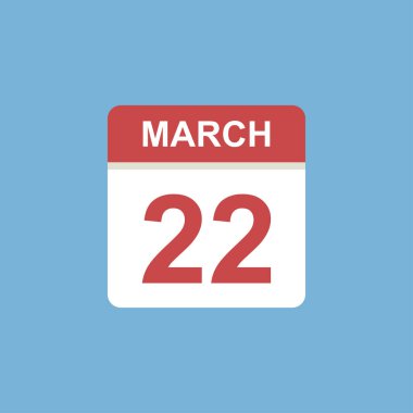 Takvim - 22 Mart ikon illüstrasyonu izole vektör işareti sembolü