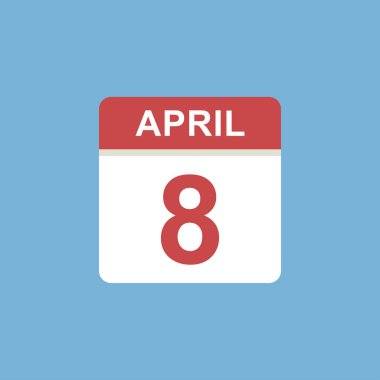 Takvim - 8 Nisan simgesi izole vektör işareti sembolü